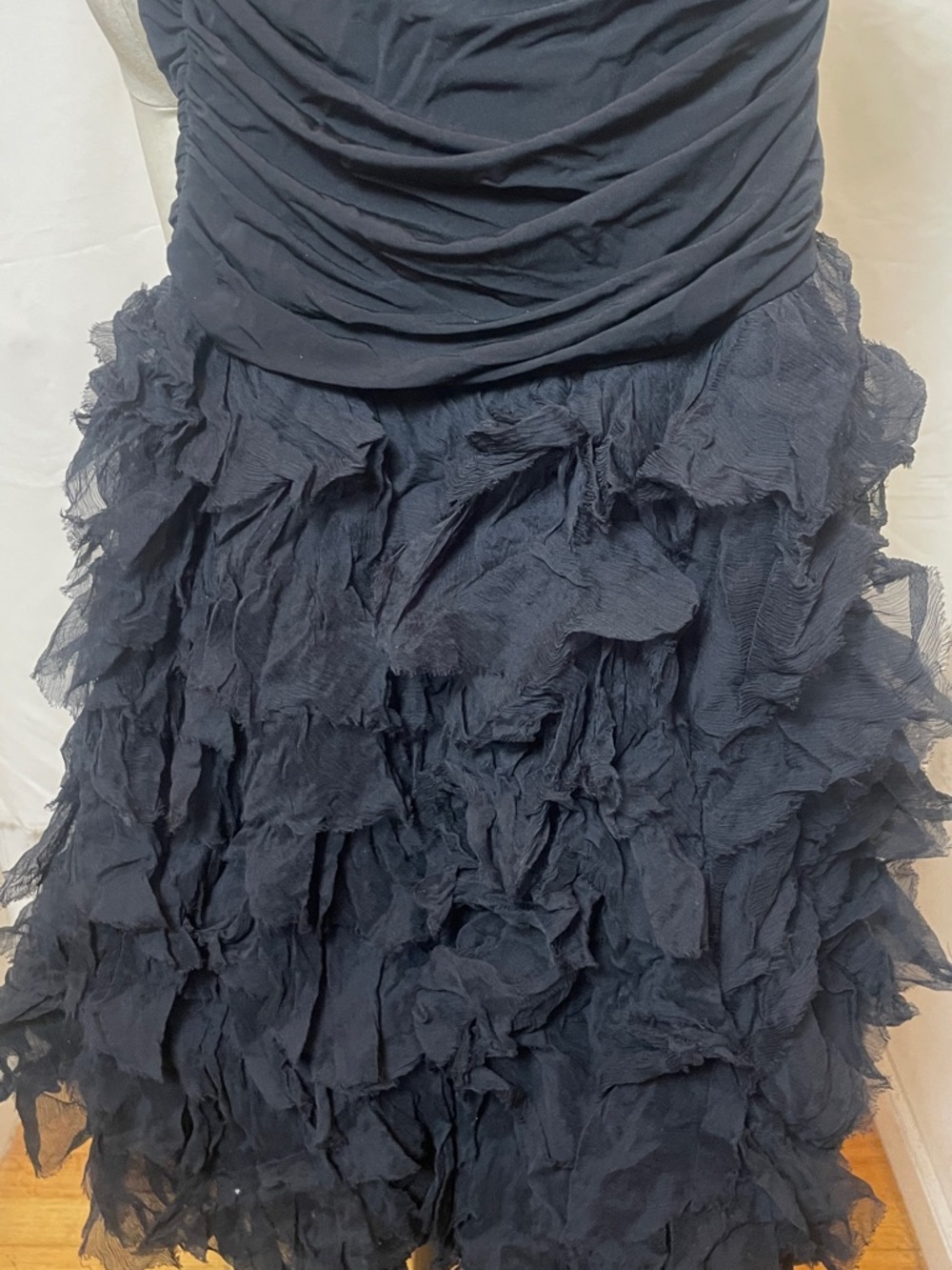 BCBGMaxAzria Black Strapless Ruffled Cocktail Dress - Picture 6 of 13